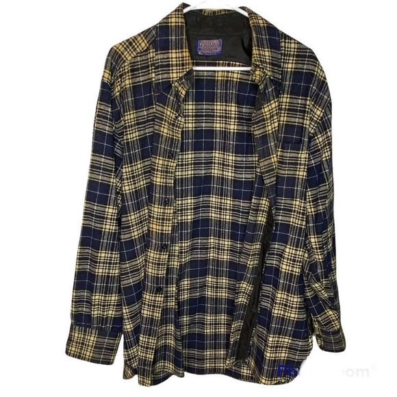 Pendleton Shirts Pendelton Woolen Mills Flannel Shirt Vtg Blue Tan